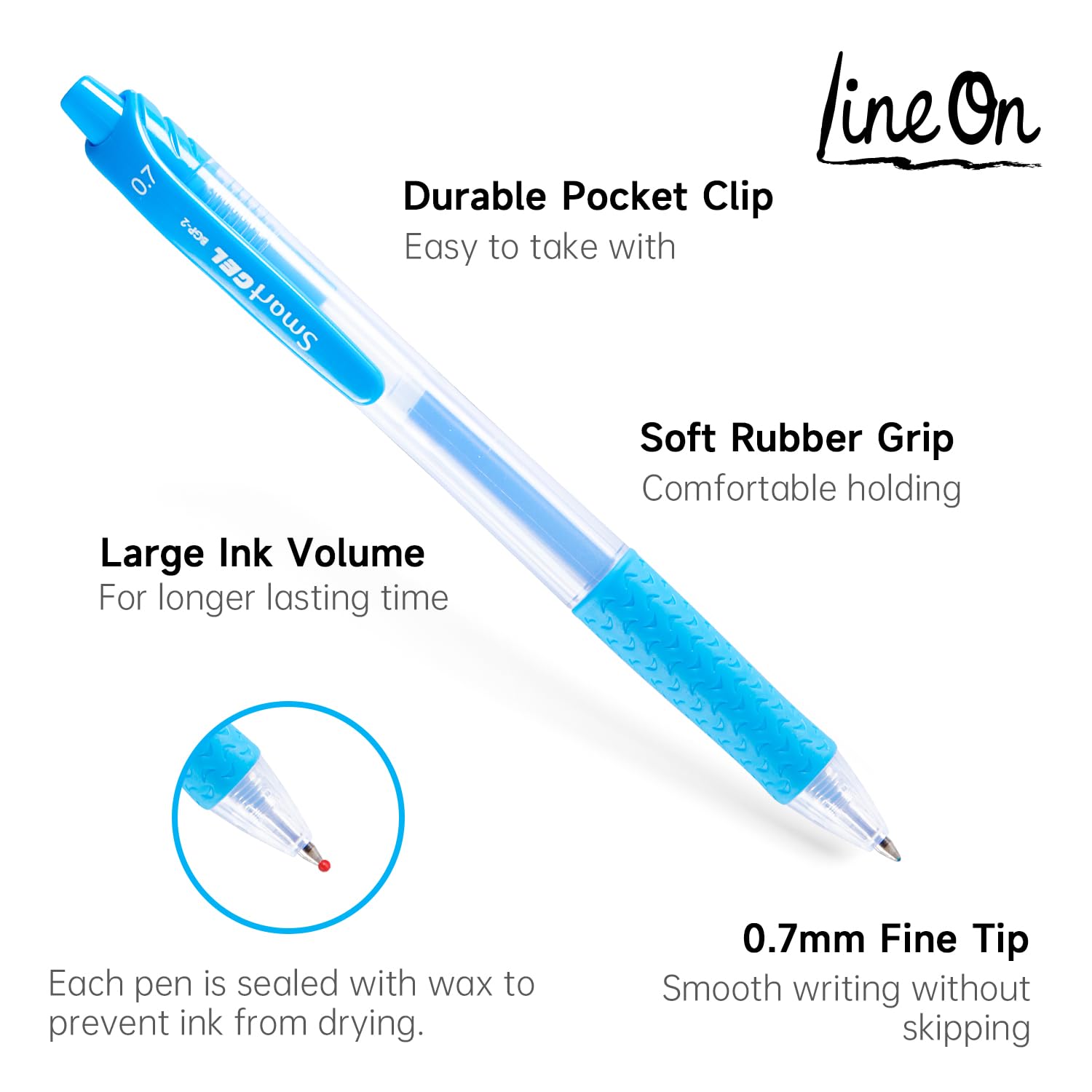 Amazon | Lineon ジェルボールペン ノック式 24色 0.7mm カラー